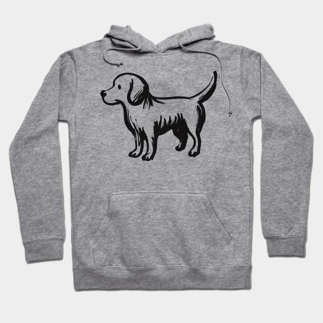 Stick figure dog in black ink Hoodie by WelshDesigns